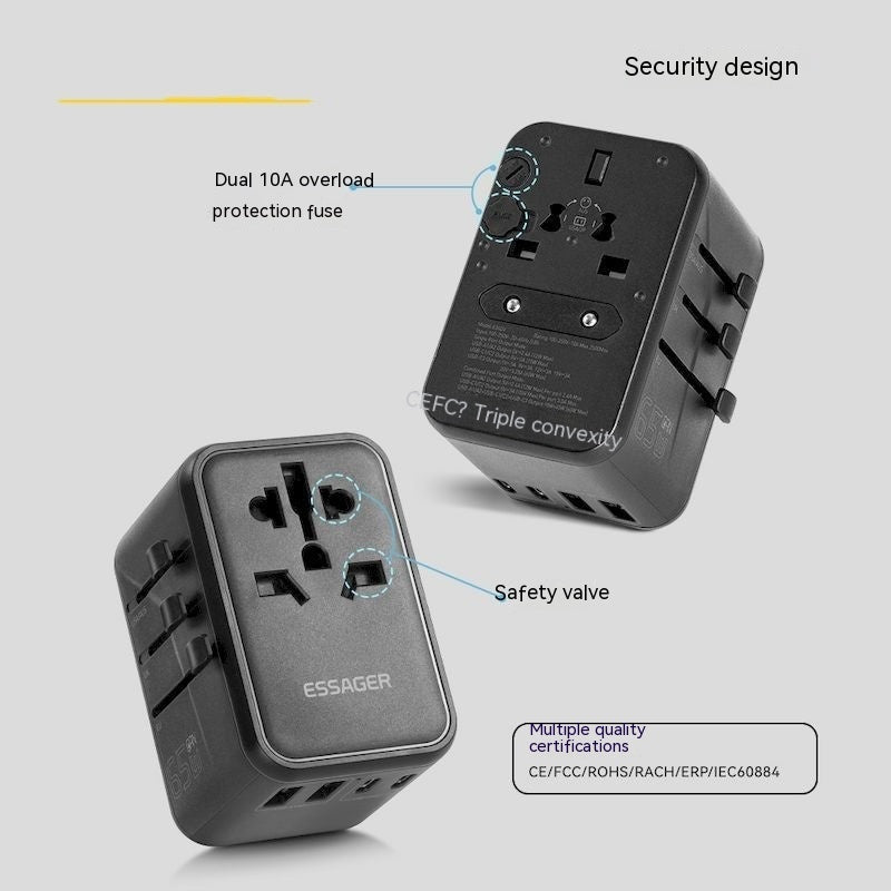 65W Charger Universal Travel Plug Converter Adapters & Converters charger electronics Electronics & Gadgets electronics accessories fast charger surge protector universal adapter with fuse