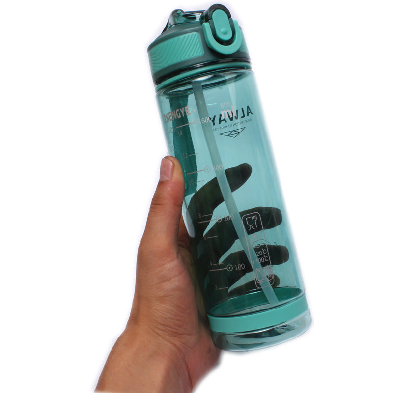 Large Capacity Sports Water Bottle Straw Cup Plastic Portable Water Bottles dinning table home kitchen water bottle