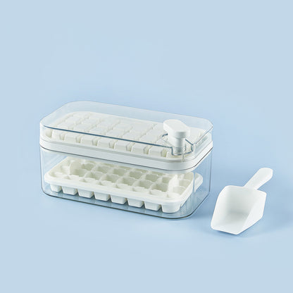 One-button Press Type Ice Mold Box Plastics Ice Cube Maker Ice Tray Mold With Storage Box With Lid Bar Kitchen Accessories White Set Double layer Ice Cube Trays beat the heat ice cube tray One Touch Release