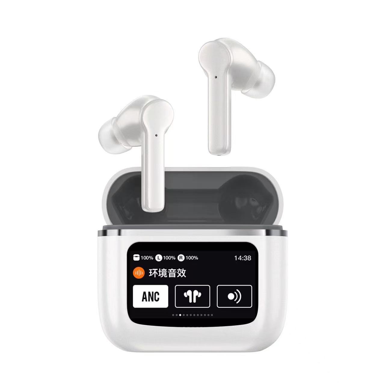 Touch Screen Wireless Noise Reduction In-ear Sports Game Bluetooth Headset White T68 Headphones & Earbuds audio bluetooth earphone electronics touchscreen wireless