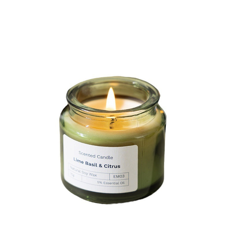 Wood Stoppered Green Glass Soy Wax Scented Candle Candles candle decor home scented candles