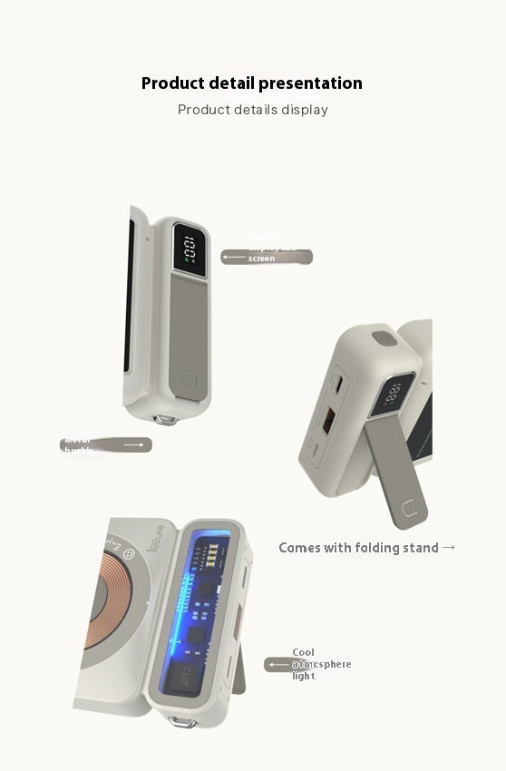 225W Fast Charging Wireless Magnetic Power Bank | Large Capacity | Retro Gray Design Wireless Power Banks Apple innovative iPhone large capacity magsafe power bank with stand {{ product_collections }} {{ product_description }}