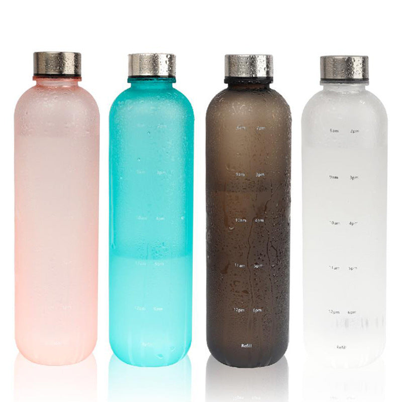 Plastic Water Bottle Frosted Gradient Sports Handle Tumblers, Bottles & Glass black golden home kitchen portable water bottle