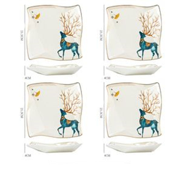 Dinner Plates Ceramic Steak Plate Web Porcelain 8.5in Folding plate 4PCS Dinner Sets bowls ceramic plates dinner set dinning table home plates