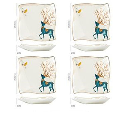 Dinner Plates Ceramic Steak Plate Web Porcelain 8.5in Folding plate 4PCS Dinner Sets bowls ceramic plates dinner set dinning table home plates