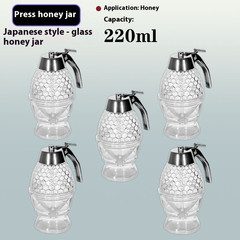 Glass Honey Pot Gift Pressing Honey Portable Storage Bottle Glass Honey Pot 5PCS Storages & Racks food storage honey cup kitchen kitchen accessories