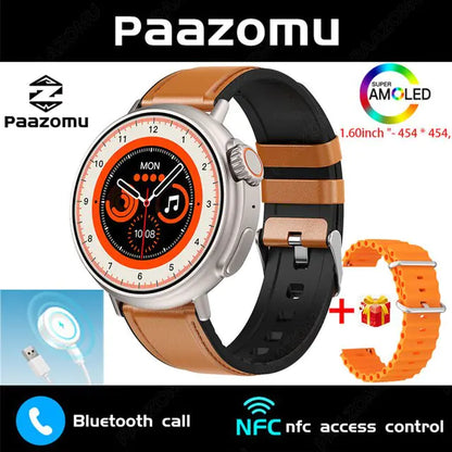 AMOLED 1.6 Inch Smart Watch Leather Brown Smart Watches 1.6 in amoled AMOLED 1.6 Inch Smart Watch electronics smart watch