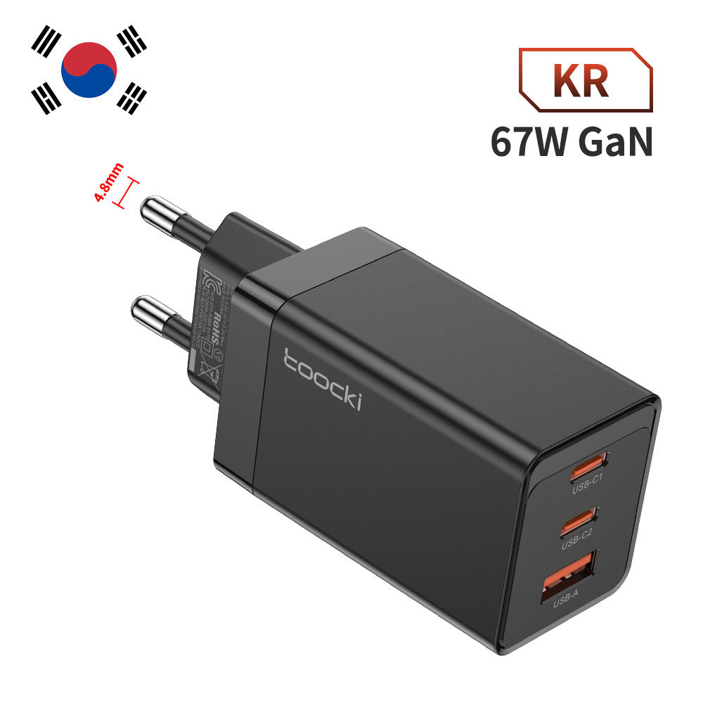 High-Power 67W GaN Pole Charger - Three-Port Fast Charging - USB & Type-C 67W South Korea Black Charger GaN Chargers 67W c type fast charger GaN chargers multiports New arrival portable USB {{ product_collections }} {{ product_description }}