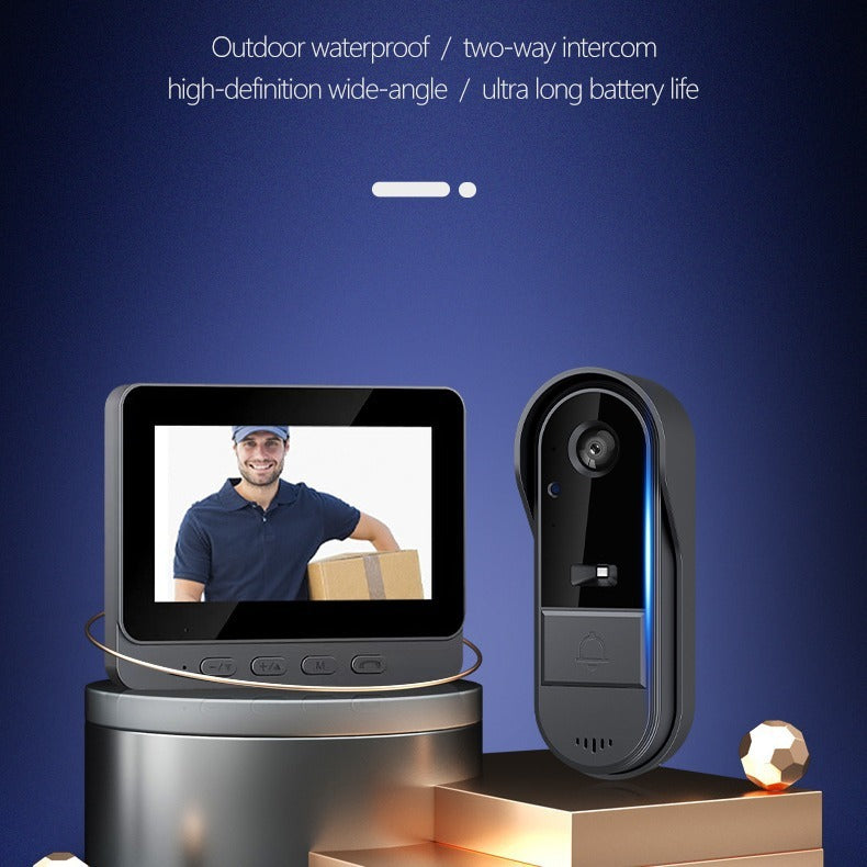 Smart Home Wireless Video Doorbell Smart Ding Dong, Two way Talk, with indoor screen panel, water proof IP65, with night vision and long battery life, wide angle, Door Bells child safety door bell home New arrival safety wide angle wifi with screen {{ product_collections }} {{ product_description }}