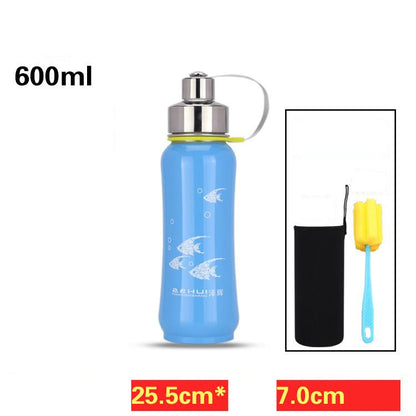 Stainless Steel Water Bottle Vacuum Travel Thermal Cup 18oz Blue 600ml Tumblers, Bottles & Glass dinning dinning table home portable bottle stainless steel water bottle