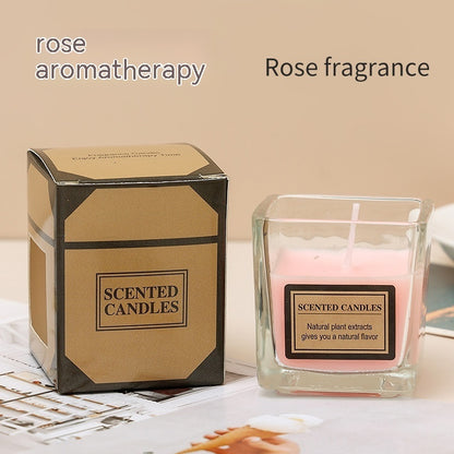 Smoke-free Glass Aromatherapy Candle Pink Roses Candles candles decor home