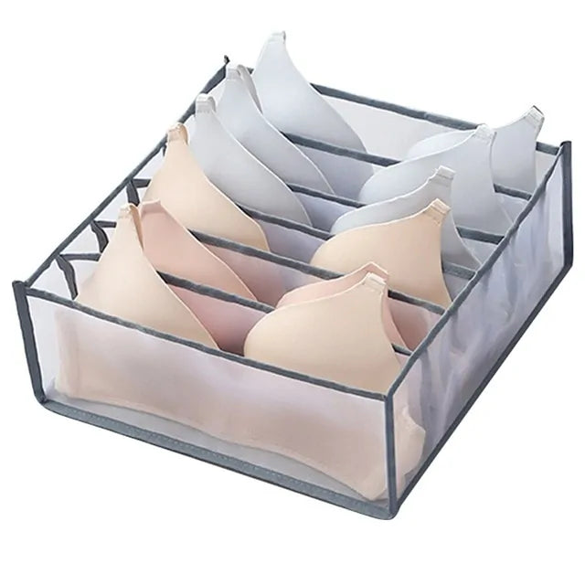 7-Grid Foldable Drawer Organizer for Dorm Closet Gray 6 grids Drawer organisers 7-Grid Foldable Drawer Organizer for Dorm Closet drawer organiser home organizer Organizers racks