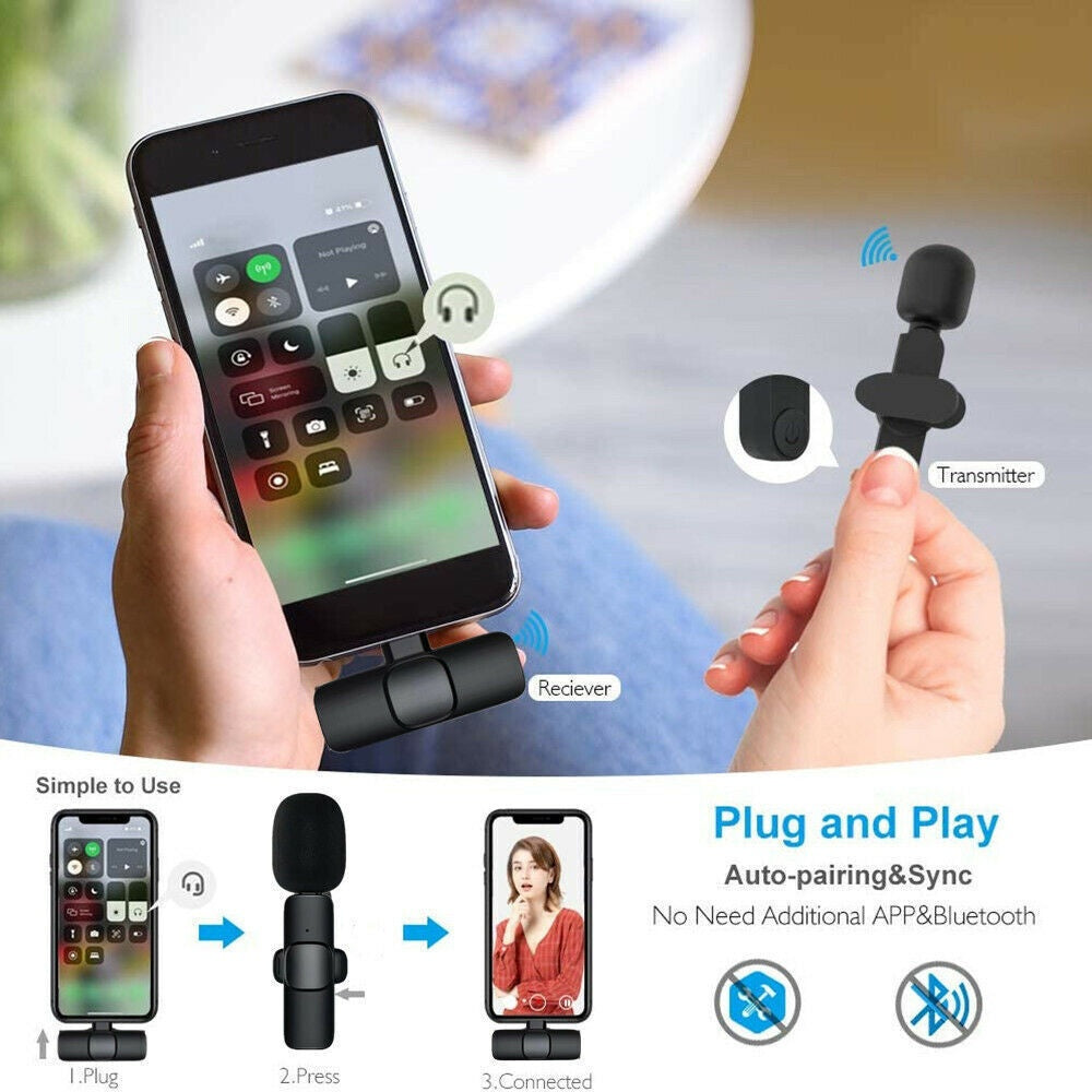 Professional Wireless Lavalier Lapel Microphone For IPhone, IPad - Cordless Omnidirectional Condenser Recording Mic For Interview Video Podcast Vlog YouTube Microphones audio audio devices blogging bluetooth cable micro phone computer accessories electronics gaming gaming microphone microphones online meeting