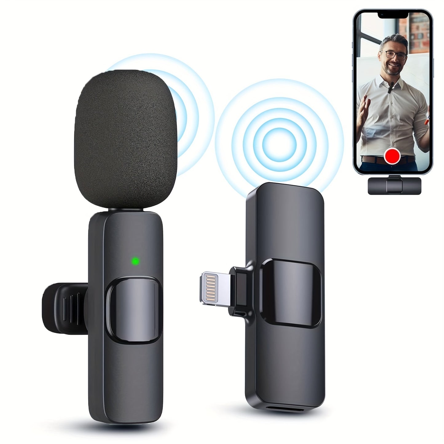 Wireless Lavalier Lapel Microphone For IPhone IPad Professional Wireless Clip Mic - Cordless Omnidirectional Condenser Recording Mic For Interview Video Podcast Vlog YouTube IOS Microphones audio audio devices blogging bluetooth cable micro phone computer accessories electronics gaming gaming microphone microphones online meeting