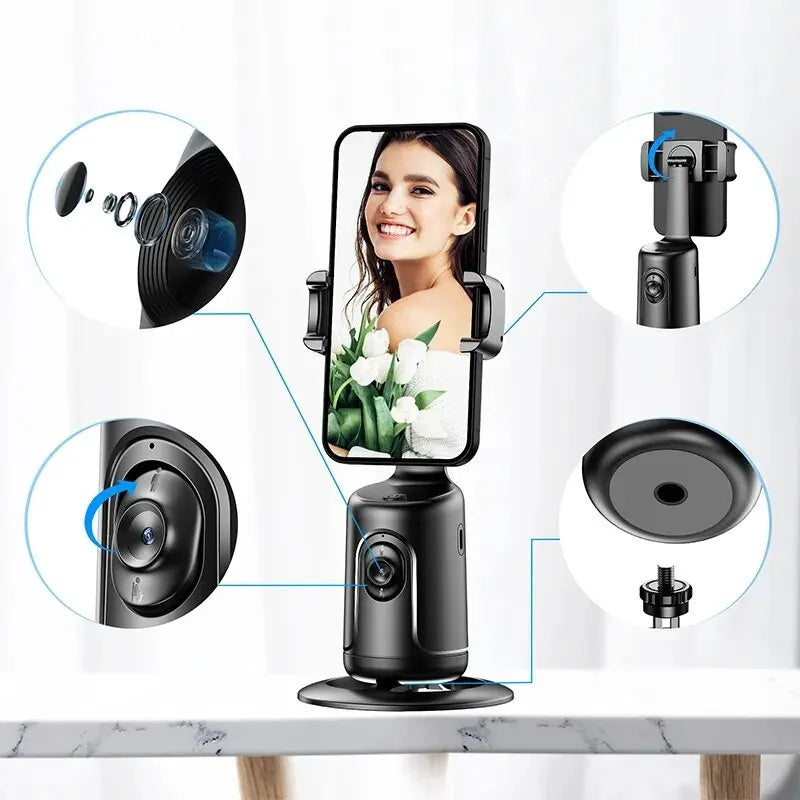 360 Auto Face Tracking Gimbal AI Smart Gimbal Face Tracking Auto Phone Holder For Smartphone Video Vlog Live Stabilizer Tripod Mobile Phone Holder electronics face tracking influencers mobile phone holder video video accessories video device video making