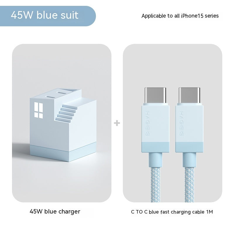 Dual Port Fast Charger Box Blue TypeC cable set Adapters & Converters accessories adapter charger electronics fast charger stylish unique