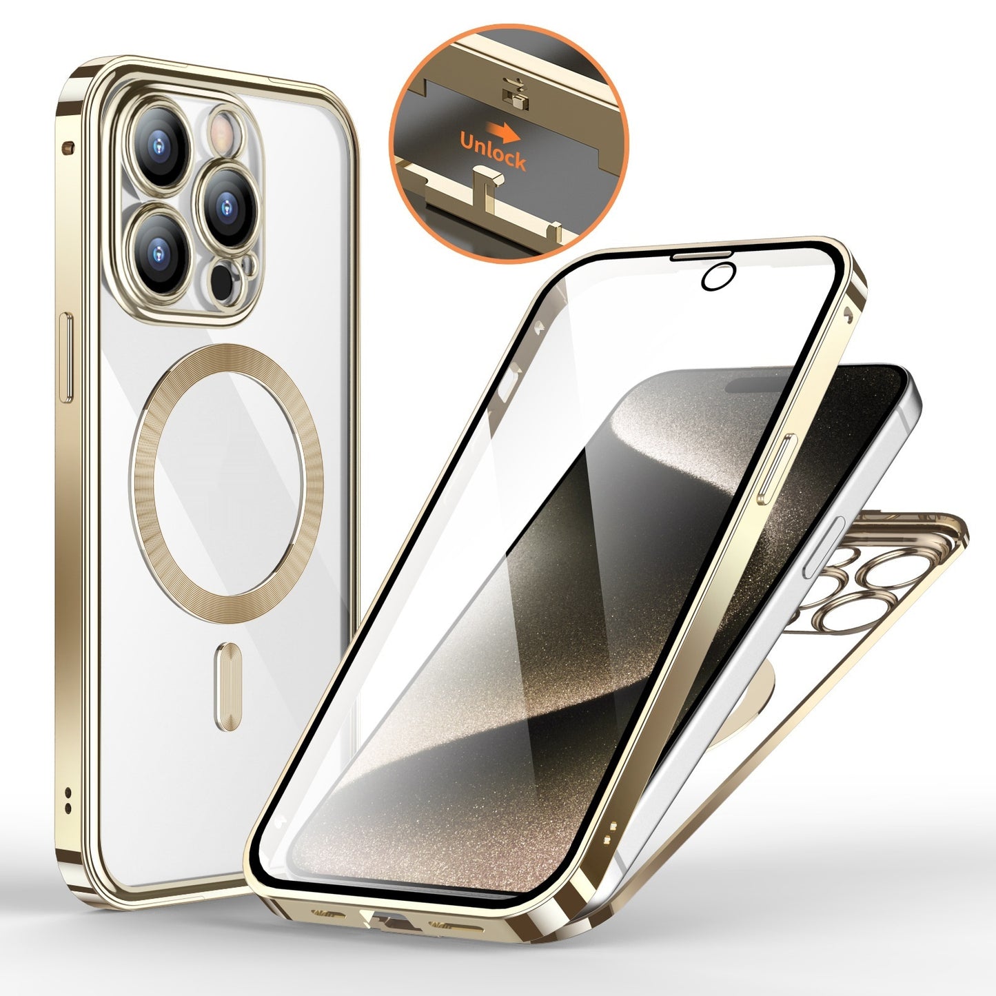 Anti-Privacy Metal Buckle Magnetic Support Wireless Charging Double-Sided Lens Full Cover Phone Case Protective Cover Mobile Phone Cover & Protectors electronics iPhone mobile mobile cover mobile protector privacy protector privacy screen