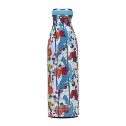 Hydrate Factory Stainless Steel Insulated Abstract Design Water Bottle For Yoga, Gym, Fitness, Cycling, Outdoor, Office, And School Paint Splatter 17OZ Water Bottles artist water bottle colorful water bottl dinning dinning table home water bottle