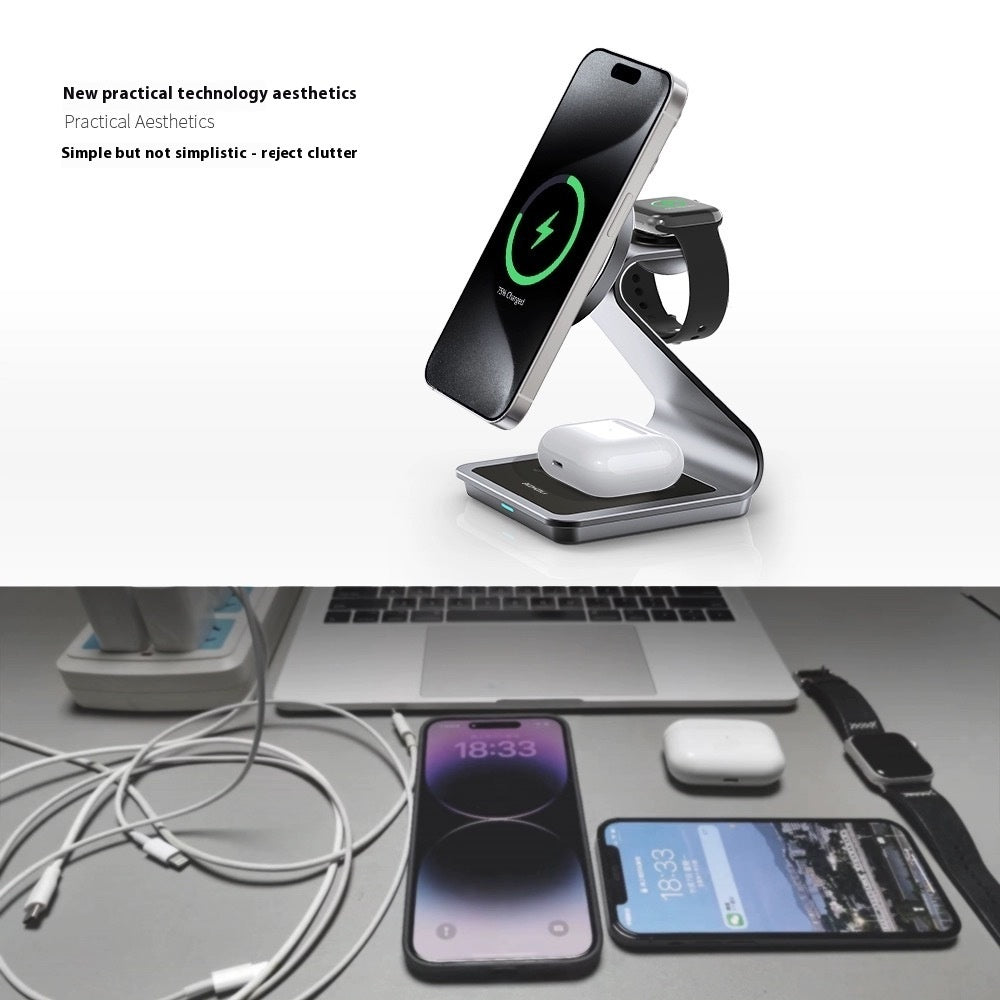 Magsafe Metal 3 in 1 Magnetic Wireless Charger – Fast Charging Dock for Phone, Earphones, and Apple Watch Wireless Chargers 3 in 1 3 in 1charger airpods apple watch iphone magnetic wireless {{ product_collections }} {{ product_description }}