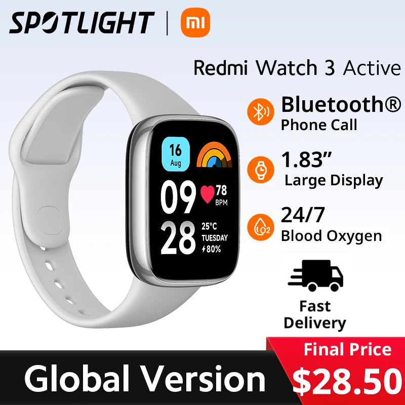 Xiaomi Redmi Watch 3 Active1.83'' LCD Display Blood Oxygen Heart Rate Bluetooth Voice Call 100+ Sport Modes Smart Watches electronics Electronics & Gadgets smart watch smart watches Xiaomi