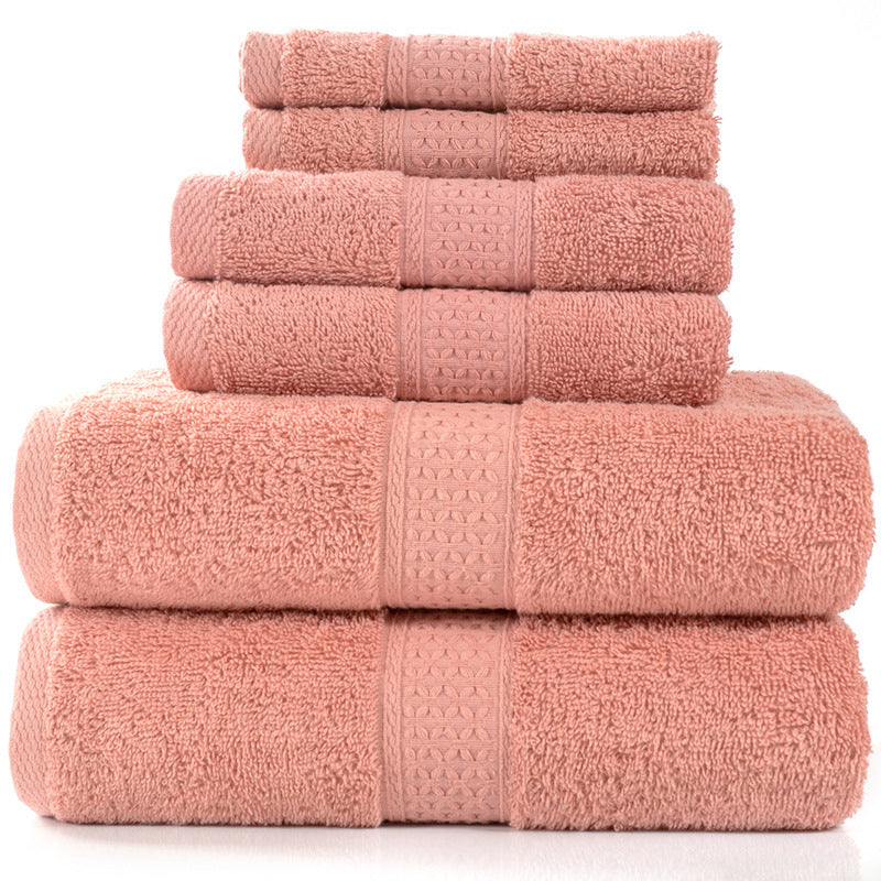 Home Simple Cotton Absorbent Towel Bath Towel 6-Piece Set 10 Style 6PCS Towels bath towel Bedding and towels home towel