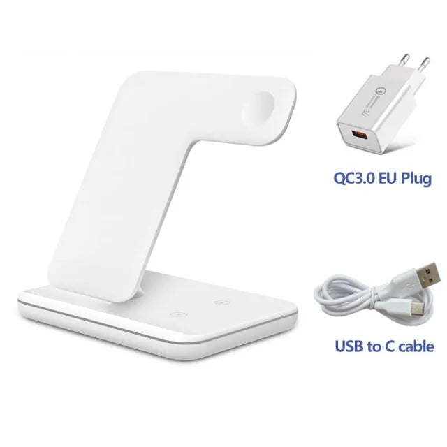 Wireless Charging Stand For Apple Watch And Iphone EU Plug White