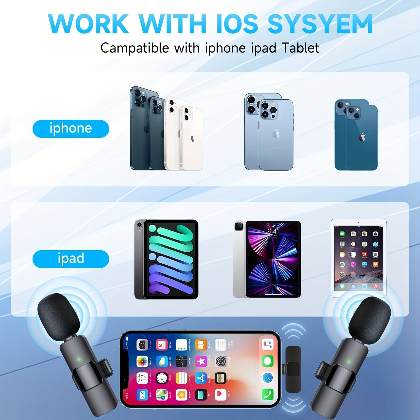 Wireless Lavalier Lapel Microphone For IPhone IPad Professional Wireless Clip Mic - Cordless Omnidirectional Condenser Recording Mic For Interview Video Podcast Vlog YouTube Microphones audio audio devices blogging bluetooth cable micro phone computer accessories electronics gaming gaming microphone microphones online meeting