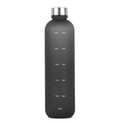 Plastic Water Bottle Frosted Gradient Sports Handle Black 1L Tumblers, Bottles & Glass black golden home kitchen portable water bottle