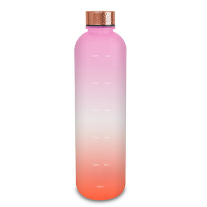 Plastic Water Bottle Frosted Gradient Sports Handle Purple orange gradient 1L Tumblers, Bottles & Glass black golden home kitchen portable water bottle