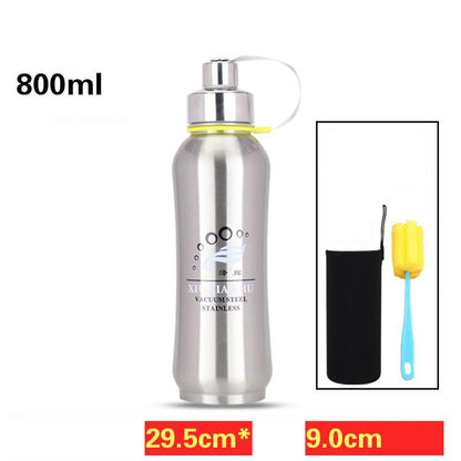 Stainless Steel Water Bottle Vacuum Travel Thermal Cup 18oz Steel Natural Color 800ml Tumblers, Bottles & Glass dinning dinning table home portable bottle stainless steel water bottle