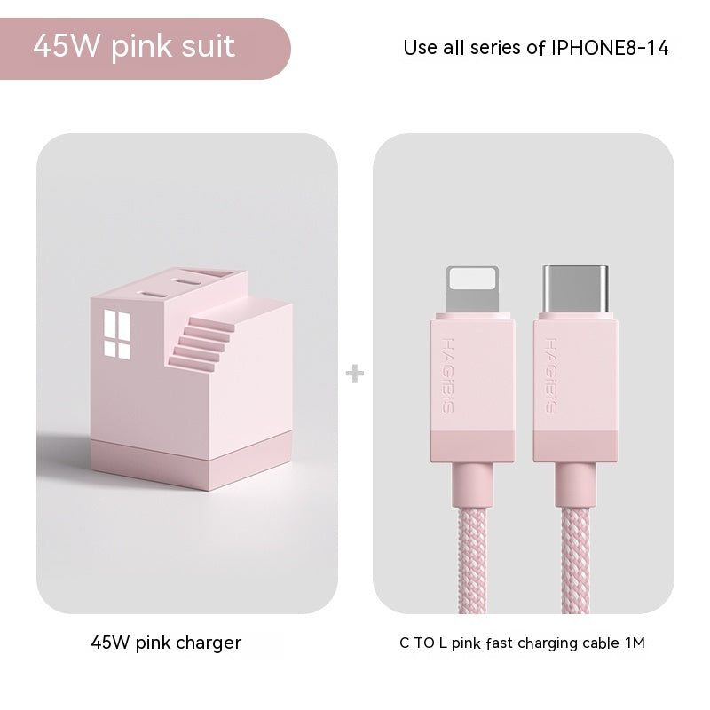 Dual Port Fast Charger Box Pink Apple Thread Set Adapters & Converters accessories adapter charger electronics fast charger stylish unique