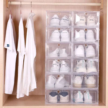 6pcs/set Plastic Shoes Case Thickened Transparent Drawer Case Storages & Racks home organizer box Organizers shoe storage and racks shoe storage rack for home storage storage rack transparent and see through shoe storage rack