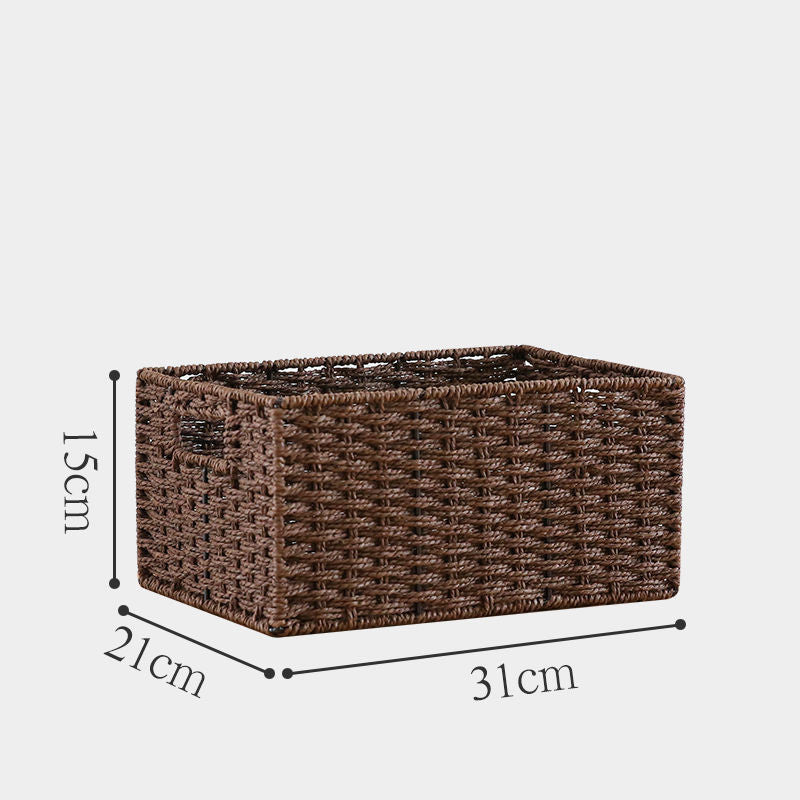 Straw Storage Box For Household Storage Coffee twobutton small Storages & Racks braided clothes home modern organizer storage straw