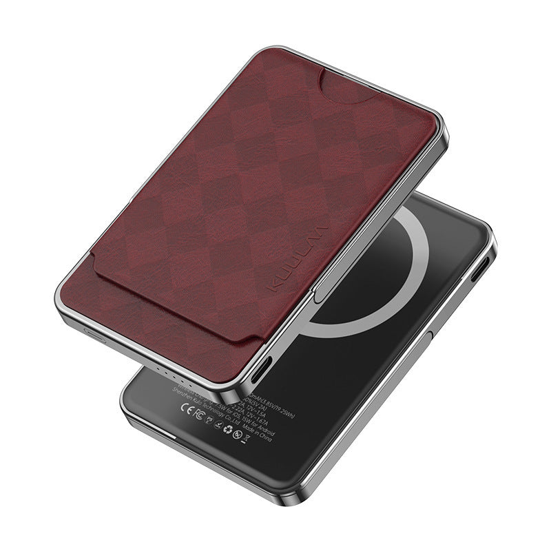 Magnetic Power Bank Card Holder | Portable Charging Solution | Best for iPhone & MagSafe Dark Red 5000 MA Wireless Power Banks Apple fast charger iPhone magnetic magsafe power bank strong magnet {{ product_collections }} {{ product_description }}