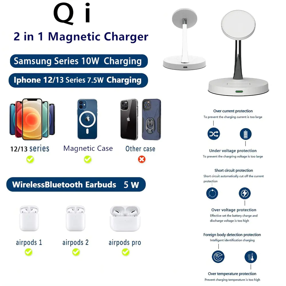 Iphone Magnetic Wireless Charger Station Dock Wireless Charger and Time Clock Charger electronics electronics accessories fast wireless charger iPhone Iphone Magnetic Wireless Charger Station Dock Magnetic magnetic wireless charger for iphone apple watch and airpods matchless matchless online matchlessonline mobile mobile phone accessories Qi fast wireless charger Wireless wireless charger wireless mobile phone charger