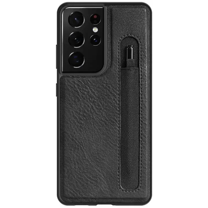 Samsung Galaxy S21 Ultra Case Age Leather Back Cover With Pocket Holder Black For Galaxy S21 Ultra Mobile Phone Cover & Protectors Case cover covers electronics electronics accessories mobile case mobile cover mobile phone case mobile phone cover mobile phone covers Phone Case Samsung