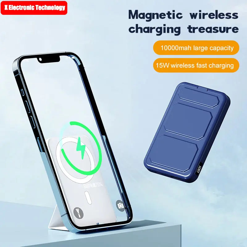 Wireless Magnetic Power Bank with Stand | 10000mAh | High-Speed Charging On-the-Go Wireless Power Banks apple charger fast charger iphone magnetic magsafe mobile phone pads pocket portable power bank premium qireless stand table {{ product_collections }} {{ product_description }}