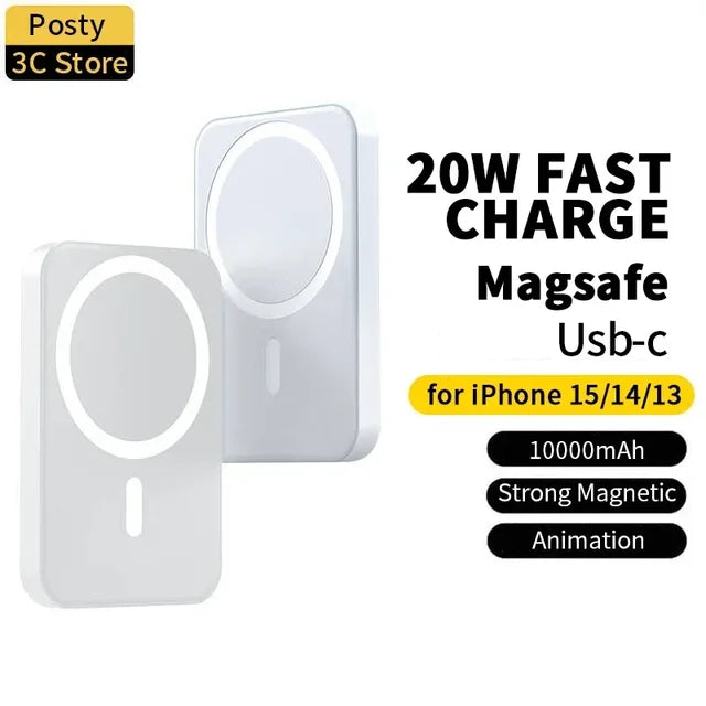 MagSafe Power Bank | Wireless Charging | Portable Fast Charger USB-C White 10000mAh Wireless Power Banks 10000 mah 20W 5000 mah apple battery fast charger iphone magnetic mobile battery power bank slim smart wireless {{ product_collections }} {{ product_description }}