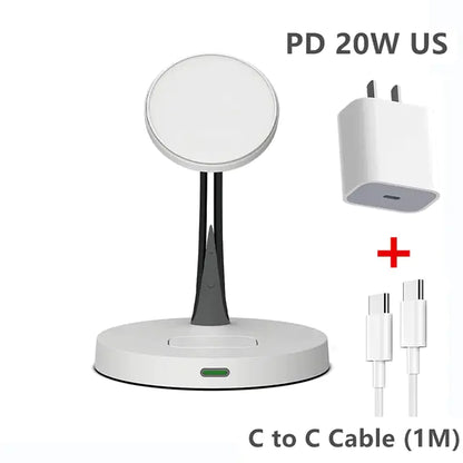 Iphone Magnetic Wireless Charger Station Dock White US Wireless Charger and Time Clock Charger electronics electronics accessories fast wireless charger iPhone Iphone Magnetic Wireless Charger Station Dock Magnetic magnetic wireless charger for iphone apple watch and airpods matchless matchless online matchlessonline mobile mobile phone accessories Qi fast wireless charger Wireless wireless charger wireless mobile phone charger