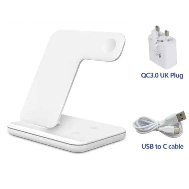 Wireless Charging Stand For Apple Watch And Iphone UK Plug White