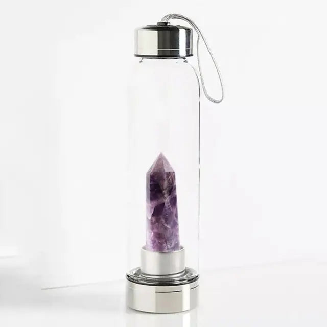 Natural Crystal Stone Water Bottle Purple 550ml Water Bottles crystal dinning dinning table gift home latest water bottle new design water bottle transparent water bottle water bottle Water Bottles