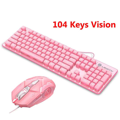 Cute Pink Wired Keyboard and Mouse Set Keyboards & Mouse computer Cute Pink Wired Keyboard and Mouse Set electronics keyboard laptop mouse