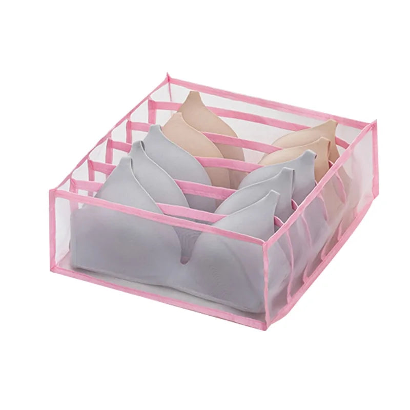 7-Grid Foldable Drawer Organizer for Dorm Closet Pink 6 grids Drawer organisers 7-Grid Foldable Drawer Organizer for Dorm Closet drawer organiser home organizer Organizers racks