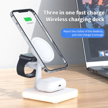 25W Magnetic Wireless Charger Stand | Fast & Efficient | Qi-Certified Wireless Chargers 22w 25w 3 in 1 air poods airpods apple apple watch charger charging pads charging station fast charger iphone led light magsafe mbile charger stand table lamp wireless charger {{ product_collections }} {{ product_description }}