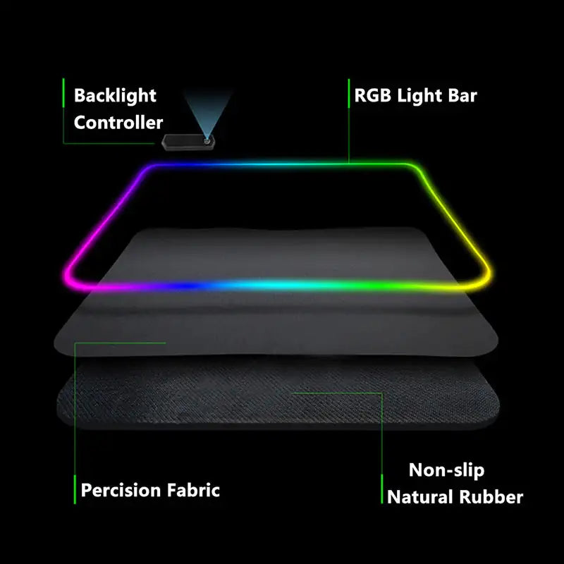 Luminous LED Lighting Mouse Pad Desk Mat computer Computer Accessories computer table accessories Computers Computers & Accessories electronics Electronics & Gadgets electronics accessories Luminous LED Lighting Mouse Pad RGB mouse and keyboard mat for computer table