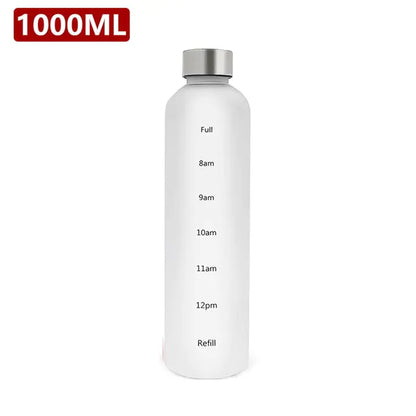 Water Bottle With Time Marker White-Silver None Water Bottles dinning dinning table gym home hydration latest water bottle new design water bottle stylish water bottle transparent water bottle water bottle Water Bottles