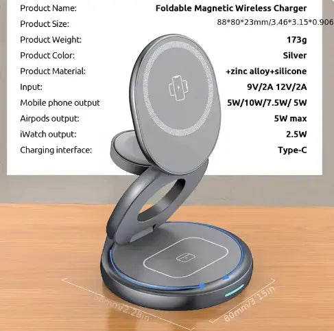 3-in-1 360° Rotation Wireless Charger | Fast Charging | Sleek & Foldable Design Wireless Chargers 3 in 1 air pods airpods apple watch charging pads charging stands fast charging iphone magnetic magsafe wireless charger {{ product_collections }} {{ product_description }}