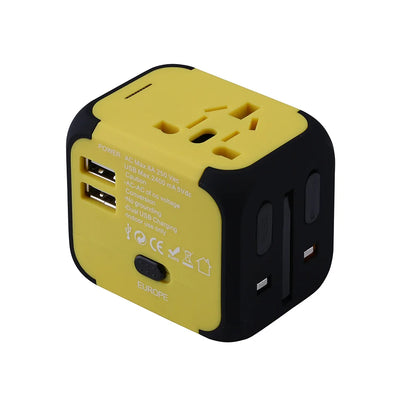 Universal Adapter Sockets Converter Yellow Adapters & Converters adapter converter electronics electronics accessories plug sockets travel travel adapter universal plug USB USB charger