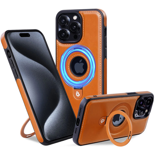invisible Magnetic Kickstand Leather Case For iPhone