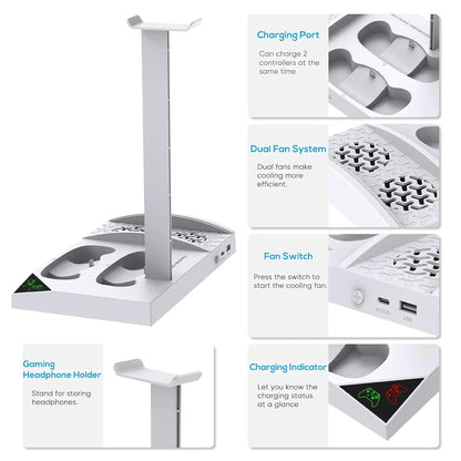 Charger Stand with Cooling Fan for Xbox Series S Console and Controller,Vertical Dual Charging Dock Accessories with 2 X 1400Mah Rechargeable Battery and Cover, Earphone Bracket for XSS XBox and Playstation Accessories Charger Stand with Cooling Fan for Xbox Series S Console and Controller Earphone Bracket for XSS electronics Electronics & Gadgets electronics accessories Vertical Dual Charging Dock Accessories with 2 X 1400Mah Rechargeable Battery and Cover